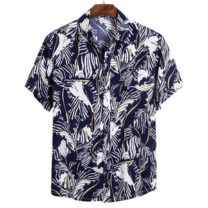 MONERFFI 2020 Quality Harajuku Beach Shirt Men Short Sleeve Hawaiian Shirt Casual Summer Floral Print Men Blouse Loose Surfing
