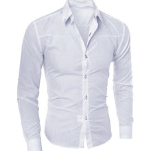 Load image into Gallery viewer, Laamei Spring Long Sleeve Formal Shirts For Men Solid Slim Basic Turn-down Collar Business Dress Shirts Camisas Masculina
