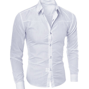 Laamei Spring Long Sleeve Formal Shirts For Men Solid Slim Basic Turn-down Collar Business Dress Shirts Camisas Masculina