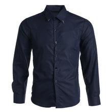Load image into Gallery viewer, Laamei Spring Long Sleeve Formal Shirts For Men Solid Slim Basic Turn-down Collar Business Dress Shirts Camisas Masculina
