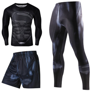 Superhero Compression Tracksuits Men's Sport Suit Quick Dry Running sets Clothes Sports Joggers Training Gym Fitness Man Set