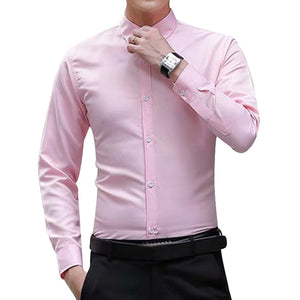 Men Long Sleeve shirt Slim Fit Solid Business for Formal Shirts Autumn men shirt white shirt