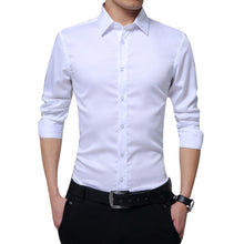 Load image into Gallery viewer, Men Long Sleeve shirt Slim Fit Solid Business for Formal Shirts Autumn men shirt white shirt
