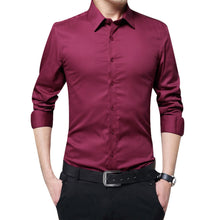 Load image into Gallery viewer, Men Long Sleeve shirt Slim Fit Solid Business for Formal Shirts Autumn men shirt white shirt
