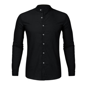 Dropshipping Fashion Men's Casual O-Neck Button Solid Beach Long Sleeve Top Blouse Casual Dress Women Korea style