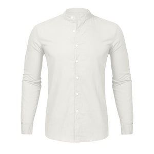 Dropshipping Fashion Men's Casual O-Neck Button Solid Beach Long Sleeve Top Blouse Casual Dress Women Korea style