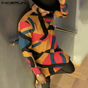 INCERUN Vintage Dashiki Shirt Men African Printed Long Sleeve Round Neck 2019 Loose Long Tops Casual Men African Clothes S-5XL