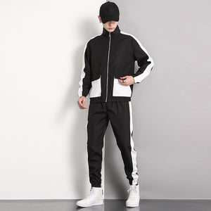 Spring New Men Casual Sets Zipper Patchwork Tracksuits 2020 Mens Hip Hop Streetwear Sporting Suit Male Jacket+Pants Loose Sets