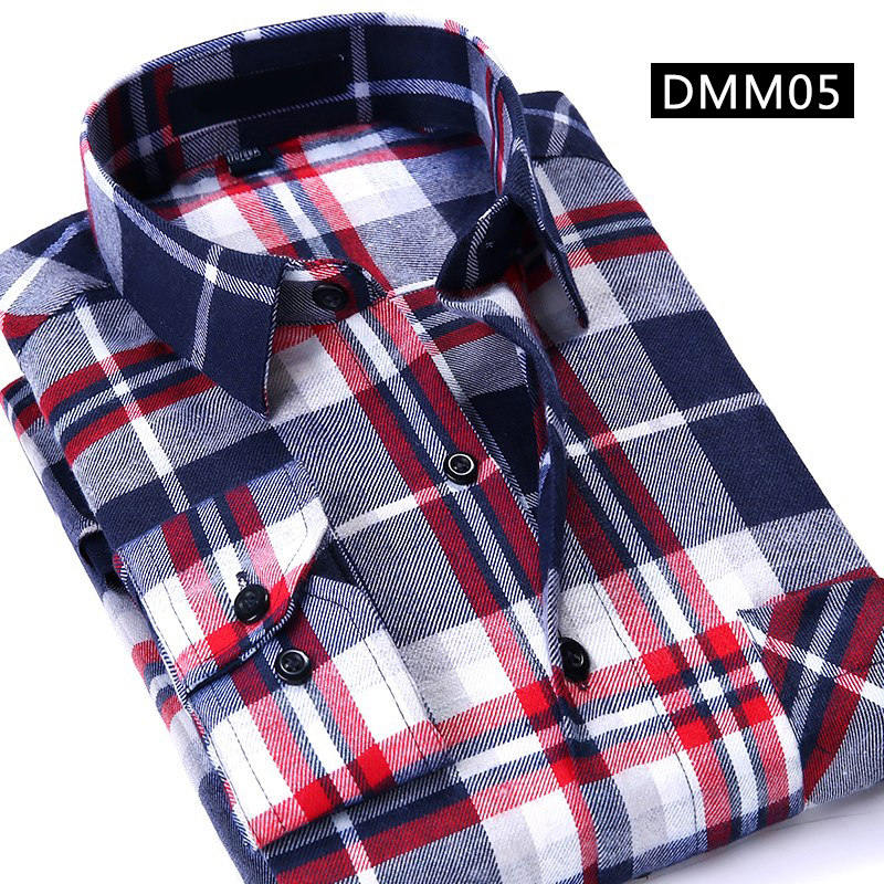 Camisa informal a cuadros para hombre, camisa de franela para primavera y otoño, camisas de vestir para hombre, camisa de algodón ajustada de manga larga a la moda para hombre