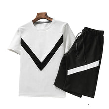 Load image into Gallery viewer, Summer Men Set Sportswear Fashion 2020 Mens Clothing Black White T Shirts Shorts Casual Tracksuits Male Track Suit Plus Size 4XL
