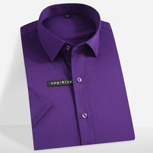 Load image into Gallery viewer, Men&#39;s Short Sleeve Stretch Easy Care Solid Dress Shirts Comfortable Soft Bamboo Fiber Non Iron Regular-fit Formal Tops Shirt

