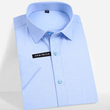 Load image into Gallery viewer, Men&#39;s Short Sleeve Stretch Easy Care Solid Dress Shirts Comfortable Soft Bamboo Fiber Non Iron Regular-fit Formal Tops Shirt
