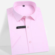 Load image into Gallery viewer, Men&#39;s Short Sleeve Stretch Easy Care Solid Dress Shirts Comfortable Soft Bamboo Fiber Non Iron Regular-fit Formal Tops Shirt
