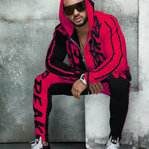 ZOGAA Mens Tracksuit Autumn Casual Men Outfit Letter Print Hooded Tops and Pants 2 Piece Set Streetwear Jogger Suits for Men