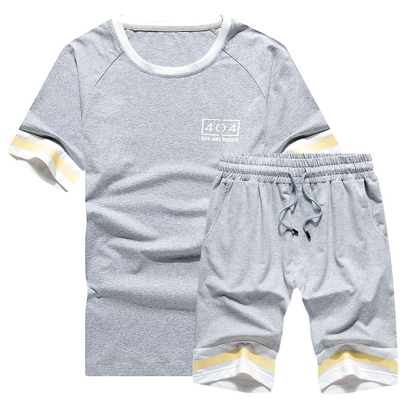 Summer Men Set New Short Sleeve T Shirts Two Piece Tops + Shorts Suit Sportswear Set Men's Clothing Shorts Sets Male Tracksuit