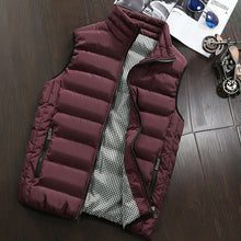 Cargar imagen en el visor de la galería, Ropa de marca, chaleco, chaqueta para hombre, nueva chaqueta cálida sin mangas de otoño, chaleco informal de invierno para hombre, chaleco de talla grande para hombre
