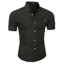 Load image into Gallery viewer, Luxury Men&#39;s Slim Fit Shirt Short Sleeve Stylish Formal Casual shirt Tops Short Sleeve Turndown Collar social blouse

