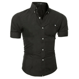 Luxury Men's Slim Fit Shirt Short Sleeve Stylish Formal Casual shirt Tops Short Sleeve Turndown Collar social blouse