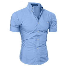 Load image into Gallery viewer, Luxury Men&#39;s Slim Fit Shirt Short Sleeve Stylish Formal Casual shirt Tops Short Sleeve Turndown Collar social blouse

