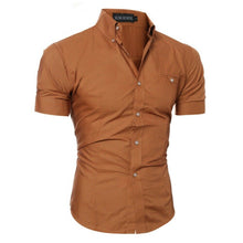 Load image into Gallery viewer, Luxury Men&#39;s Slim Fit Shirt Short Sleeve Stylish Formal Casual shirt Tops Short Sleeve Turndown Collar social blouse
