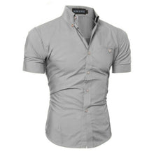 Load image into Gallery viewer, Luxury Men&#39;s Slim Fit Shirt Short Sleeve Stylish Formal Casual shirt Tops Short Sleeve Turndown Collar social blouse
