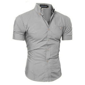 Luxury Men's Slim Fit Shirt Short Sleeve Stylish Formal Casual shirt Tops Short Sleeve Turndown Collar social blouse