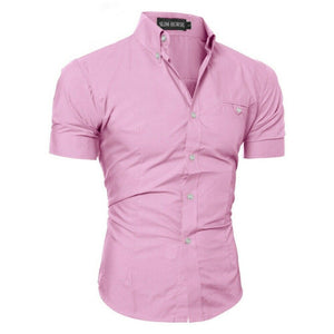 Luxury Men's Slim Fit Shirt Short Sleeve Stylish Formal Casual shirt Tops Short Sleeve Turndown Collar social blouse