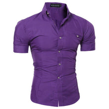 Load image into Gallery viewer, Luxury Men&#39;s Slim Fit Shirt Short Sleeve Stylish Formal Casual shirt Tops Short Sleeve Turndown Collar social blouse
