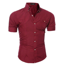 Load image into Gallery viewer, Luxury Men&#39;s Slim Fit Shirt Short Sleeve Stylish Formal Casual shirt Tops Short Sleeve Turndown Collar social blouse
