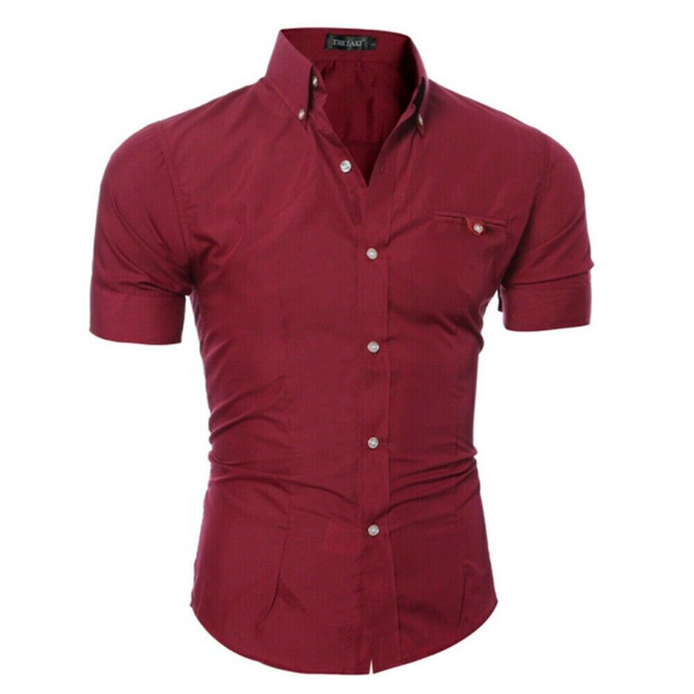 Luxury Men's Slim Fit Shirt Short Sleeve Stylish Formal Casual shirt Tops Short Sleeve Turndown Collar social blouse