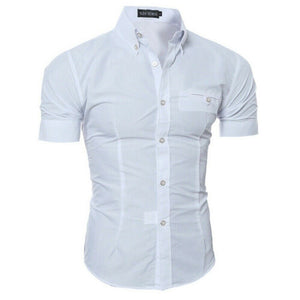 Luxury Men's Slim Fit Shirt Short Sleeve Stylish Formal Casual shirt Tops Short Sleeve Turndown Collar social blouse