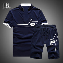 Load image into Gallery viewer, Tracksuit Men New 2019 Summer Two Piece Set Men Short Sleeve T Shirt Cropped Top+Shorts Suit Mens Sportwear Shorts Sets Outwear
