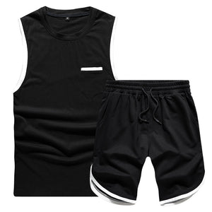 Tracksuit Men New 2019 Summer Two Piece Set Men Short Sleeve T Shirt Cropped Top+Shorts Suit Mens Sportwear Shorts Sets Outwear