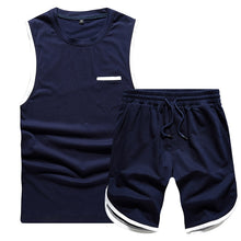 Load image into Gallery viewer, Tracksuit Men New 2019 Summer Two Piece Set Men Short Sleeve T Shirt Cropped Top+Shorts Suit Mens Sportwear Shorts Sets Outwear
