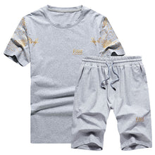 Load image into Gallery viewer, Tracksuit Men New 2019 Summer Two Piece Set Men Short Sleeve T Shirt Cropped Top+Shorts Suit Mens Sportwear Shorts Sets Outwear
