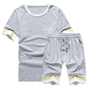 Tracksuit Men New 2019 Summer Two Piece Set Men Short Sleeve T Shirt Cropped Top+Shorts Suit Mens Sportwear Shorts Sets Outwear