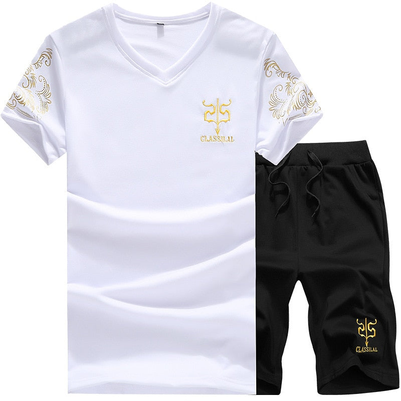 New Fashion Sportsuit and Tee Shirt Set Mens T Shirt Shorts + Short Pants Men Summer Tracksuit Men Casual Brand Tee Shirts 2019