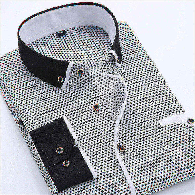 BOLUBAO, camisa de vestir informal de marca para hombre, nueva camisa ajustada de negocios salvaje para hombre, camisas de manga larga con estampado para hombre, Tops