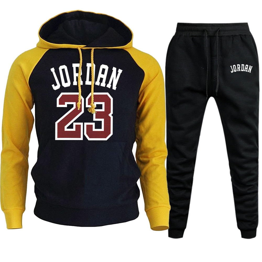 Jordan 23 2019, conjuntos para hombres, sudaderas con capucha y pantalones, Otoño Invierno, Sudadera con capucha para hombres, Sudadera con capucha de lana, pantalón, conjunto de 2 piezas, trajes, ropa de calle con capucha