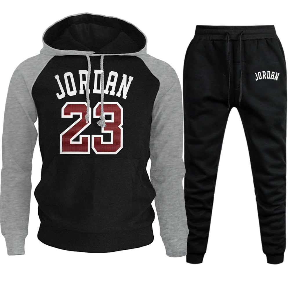 Jordan 23 2019, conjuntos para hombres, sudaderas con capucha y pantalones, Otoño Invierno, Sudadera con capucha para hombres, Sudadera con capucha de lana, pantalón, conjunto de 2 piezas, trajes, ropa de calle con capucha