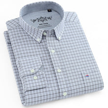 Load image into Gallery viewer, Men&#39;s Plaid Checked Oxford Button-down Shirt Single Patch Pocket Casual Thick Contrast Standard-fit Long Sleeve Gingham Shirts
