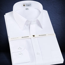 Load image into Gallery viewer, Men&#39;s Long Sleeve Standard-fit Solid Basic Dress Shirt Patch Single Pocket High-quality Formal Social White Work Office Shirts
