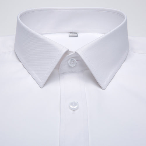 Men's Long Sleeve Standard-fit Solid Basic Dress Shirt Patch Single Pocket High-quality Formal Social White Work Office Shirts