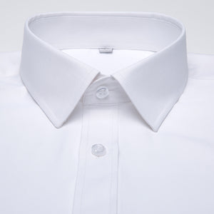 Men's Long Sleeve Standard-fit Solid Basic Dress Shirt Patch Single Pocket High-quality Formal Social White Work Office Shirts