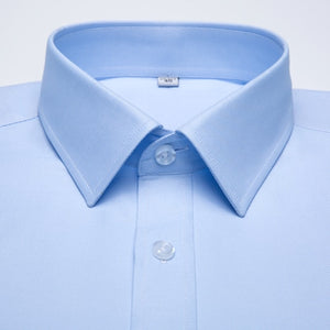Men's Long Sleeve Standard-fit Solid Basic Dress Shirt Patch Single Pocket High-quality Formal Social White Work Office Shirts