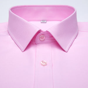 Men's Long Sleeve Standard-fit Solid Basic Dress Shirt Patch Single Pocket High-quality Formal Social White Work Office Shirts