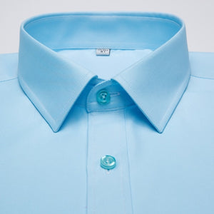 Men's Long Sleeve Standard-fit Solid Basic Dress Shirt Patch Single Pocket High-quality Formal Social White Work Office Shirts