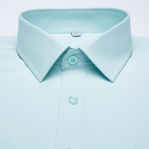 Men's Long Sleeve Standard-fit Solid Basic Dress Shirt Patch Single Pocket High-quality Formal Social White Work Office Shirts