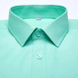 Men's Long Sleeve Standard-fit Solid Basic Dress Shirt Patch Single Pocket High-quality Formal Social White Work Office Shirts