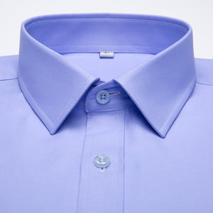 Men's Long Sleeve Standard-fit Solid Basic Dress Shirt Patch Single Pocket High-quality Formal Social White Work Office Shirts
